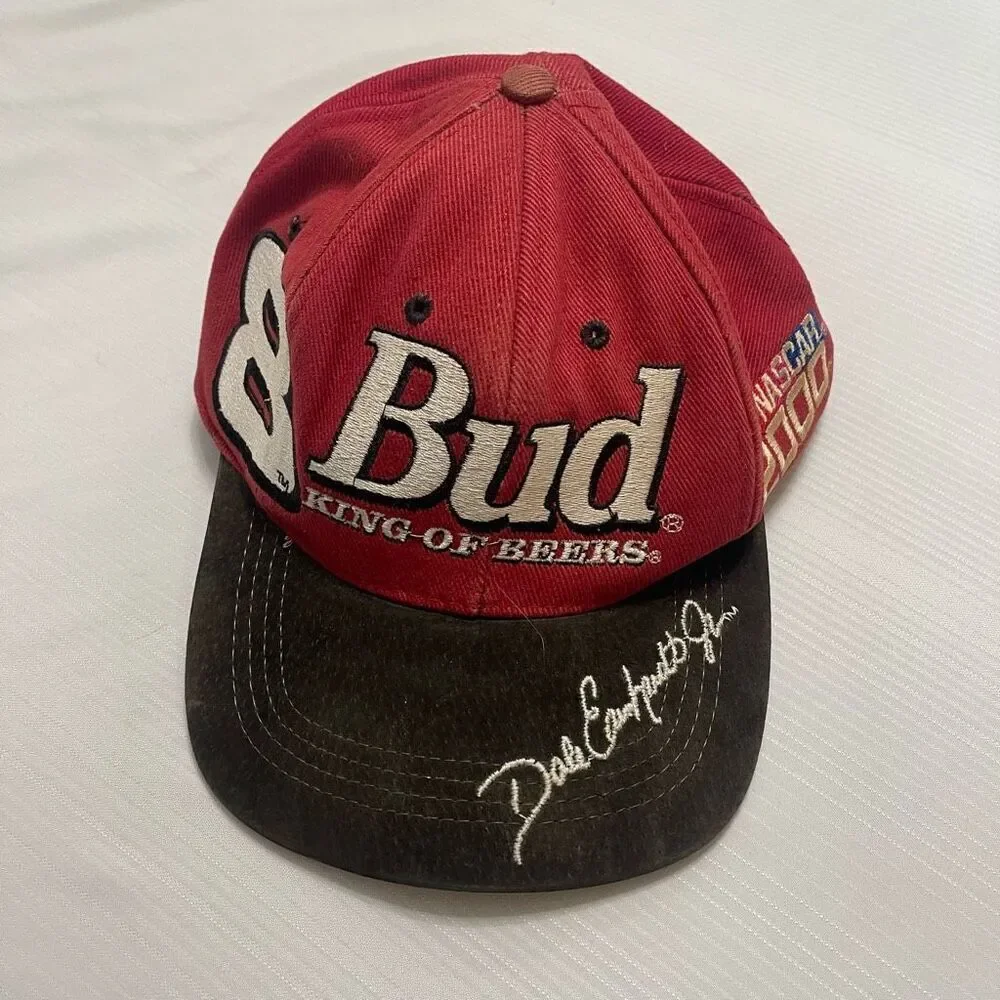 Vintage 90s Nascar Racing Dale Earndthart Jr. Budweiser Snapback Hat Cap USA